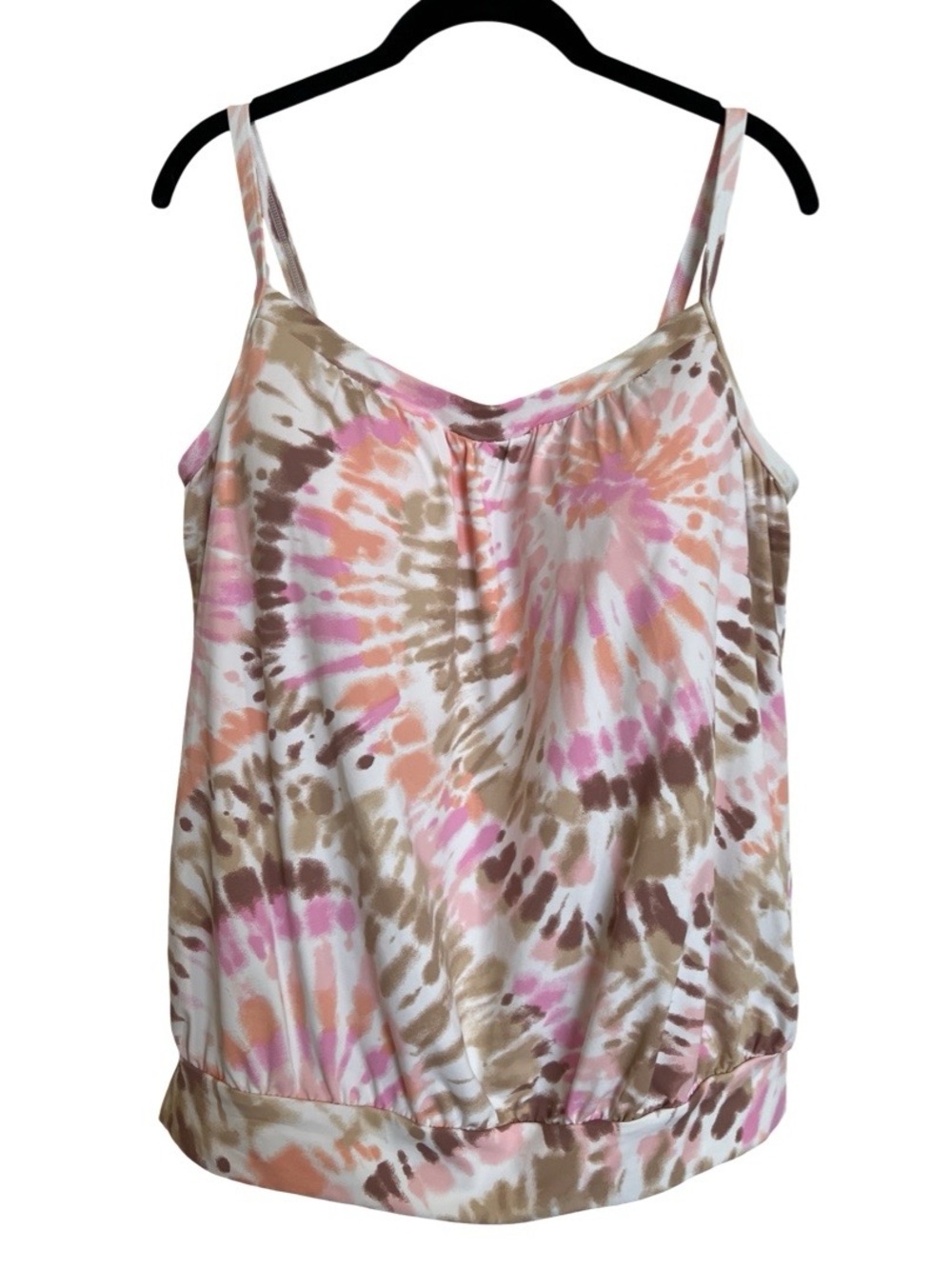 NEW Lands End Blouson White Burst Tie Dye Blouson Tankini Swim Top SZ 16
